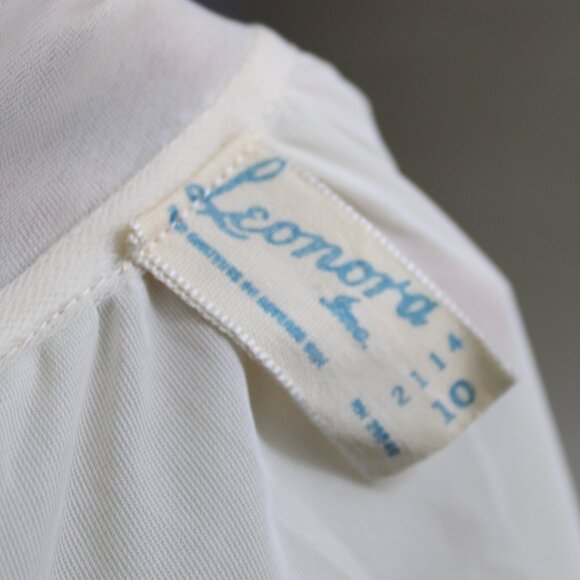 Leonora Vintage Cream Layered Chiffon Pink Ribbon Women's Lingerie Robe Size 10 - Picture 5 of 9